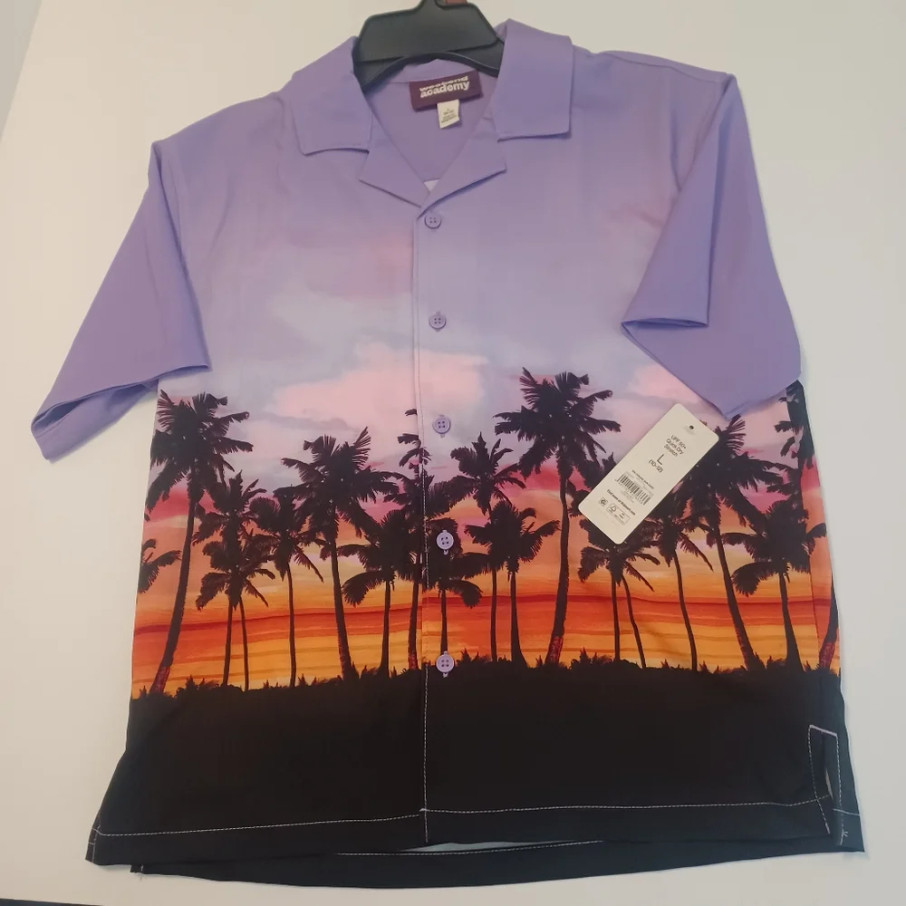 Weekend Academy Tropical Quick Dry Button Down Top Sz 10/12